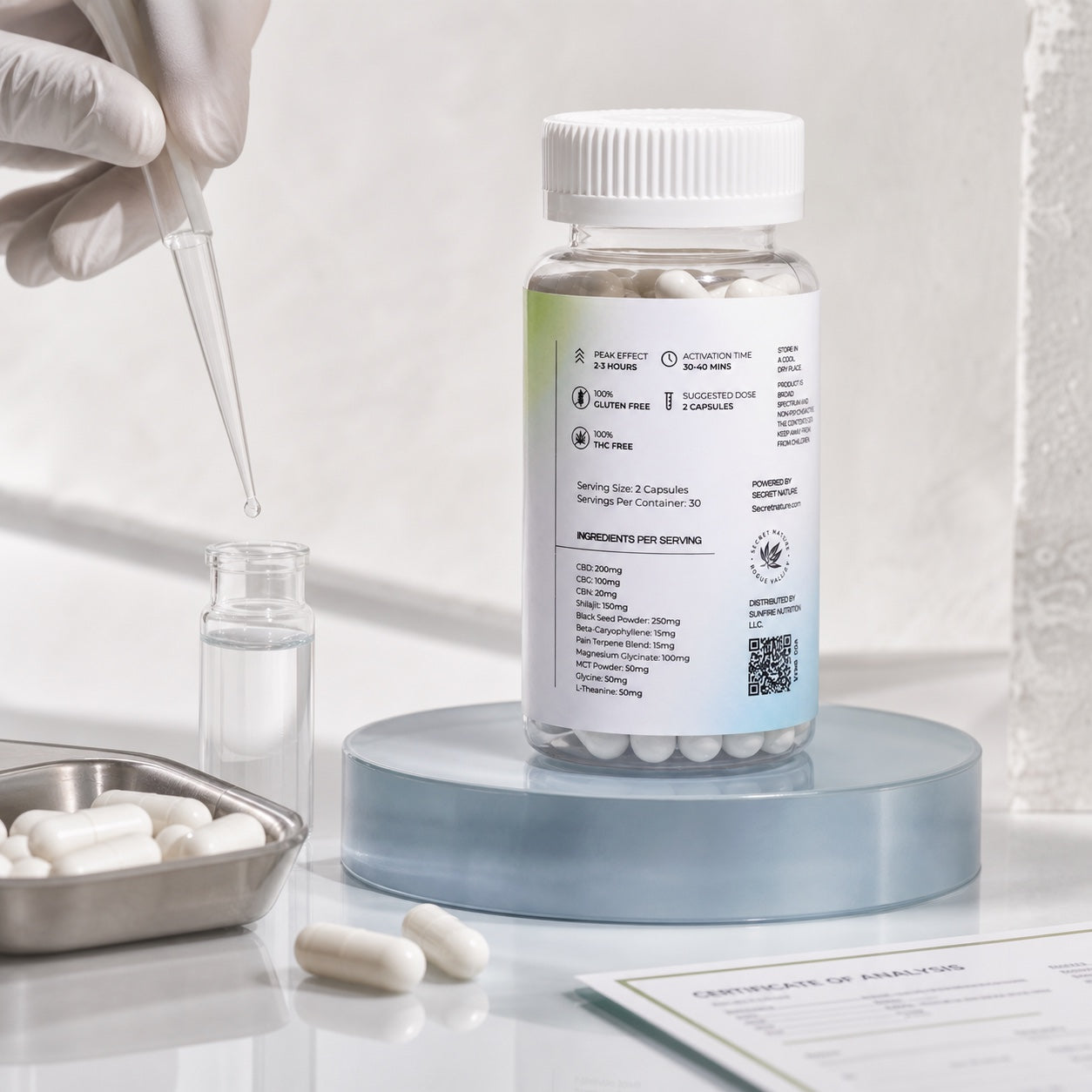 Cannex capsules undergoing a laboratory quality review